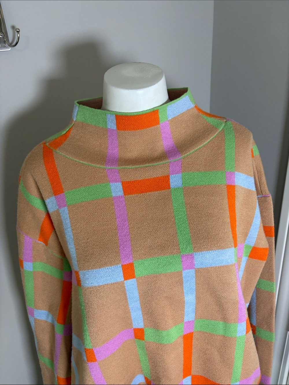 Anthropologie MAEVE The Carys Mock neck Sweater Multicolor Plaid Turtleneck Sz M - Picture 5 of 13
